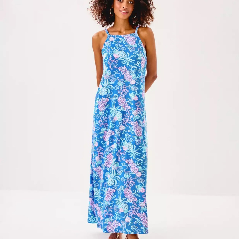 NWT Lilly Pulitzer KYLEIGH MAXI “Sunwashed Blue Sunbathers” MSRP $178 NWT sz XL